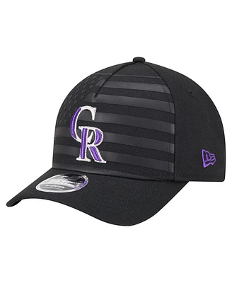 New Era Men's Black Colorado Rockies American Flag 9FORTY M-Crown A-Frame Adjustable Hat