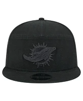 New Era Men's Black Miami Dolphins Adventure Canvas Split Panel 9FIFTY Snapback Hat