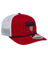 New Era Men's Red/White Florida Panthers Team Patch Basic 9SEVENTY Adjustable Trucker Hat
