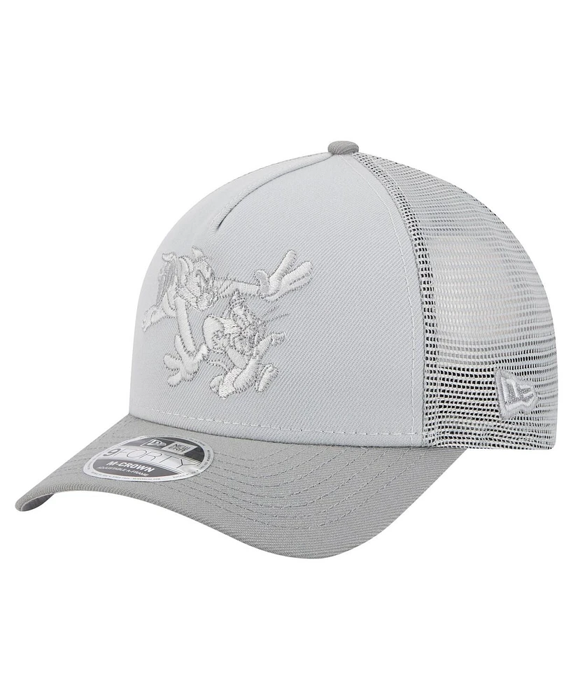 New Era Men's Gray Tom and Jerry Tonal 9FORTY Adjustable Trucker Hat