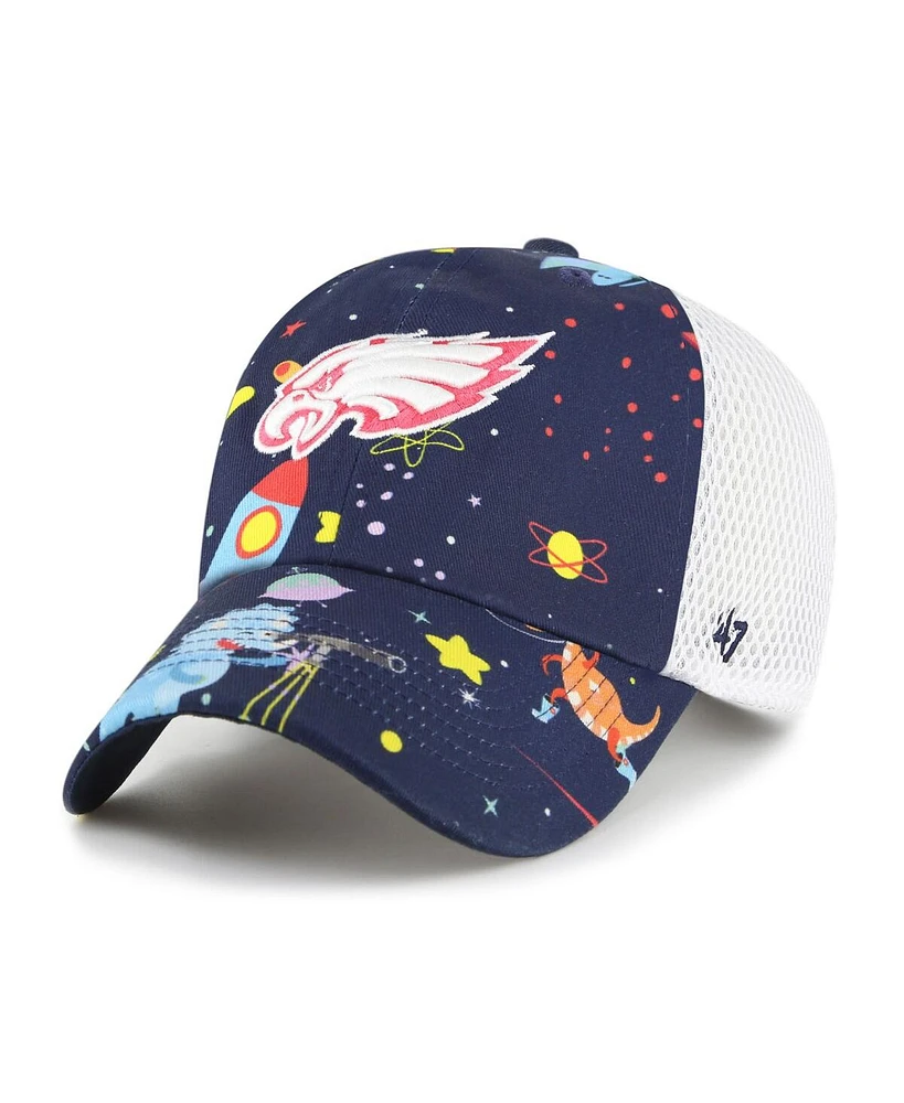 ''47 Brand Big Boys and Girls Navy Philadelphia Eagles Space Dino Adjustable Trucker Hat