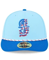 New Era Men's Light Blue/Blue Seattle Mariners 2025 Fourth of July Low Profile 59FIFTY Fitted Hat