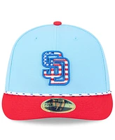 New Era Men's Light Blue/Red San Diego Padres 2025 Fourth of July Low Profile 59FIFTY Fitted Hat