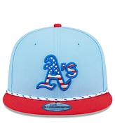 New Era Men's Light Blue/Red Athletics 2025 Fourth of July 9FIFTY Snapback Hat