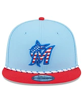 New Era Men's Light Blue/Red Miami Marlins 2025 Fourth of July 9FIFTY Snapback Hat
