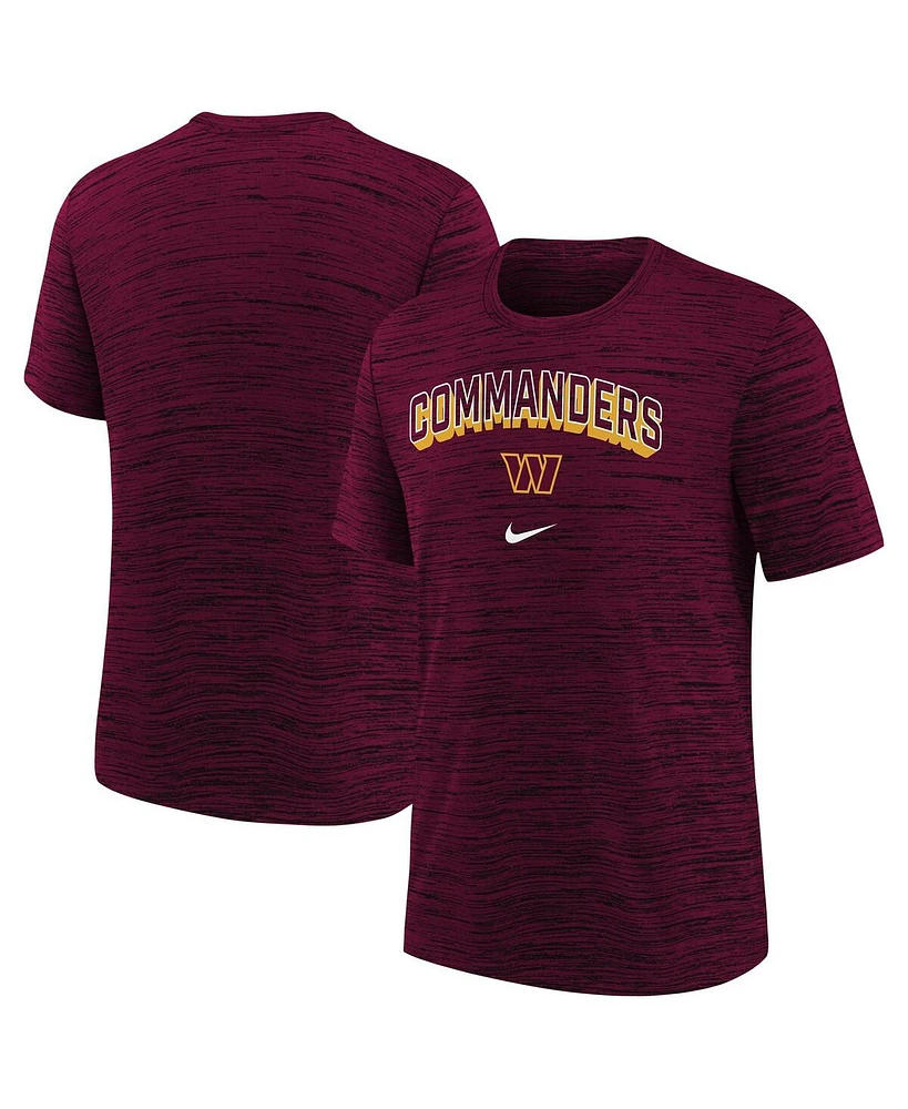 Nike Big Boys and Girls Burgundy Washington Commanders Sideline Velocity Performance T-Shirt