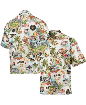 Reyn Spooner Men's White Milwaukee Brewers Scenic Button-Up Shirt