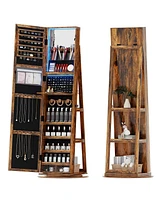 Vlsrka Led jewelry storage cabinet with back shelves and 360° rotation.