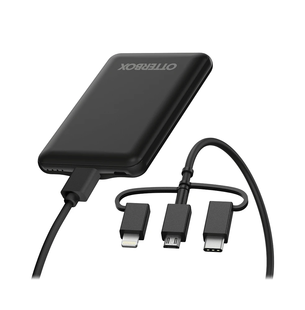 OtterBox Mobile Charging Kit Power Bank 5,000 mAh and 3 in 1 Cable 1m