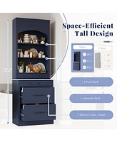Streamdale Furniture Kitchen Pantry Cabinet Faux Marble Top