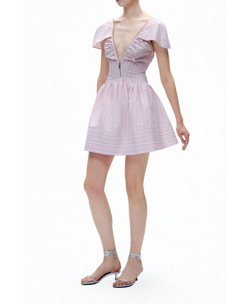 Nocturne Women's Striped Mini Dress with Zipper Detail