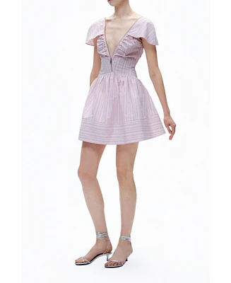 Nocturne Women's Striped Mini Dress with Zipper Detail