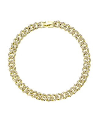 Adornia 14k Gold Plated Crystal Curb Chain Anklet