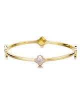 Adornia Gold Mother of Pearl Clover Bangle Bracelet
