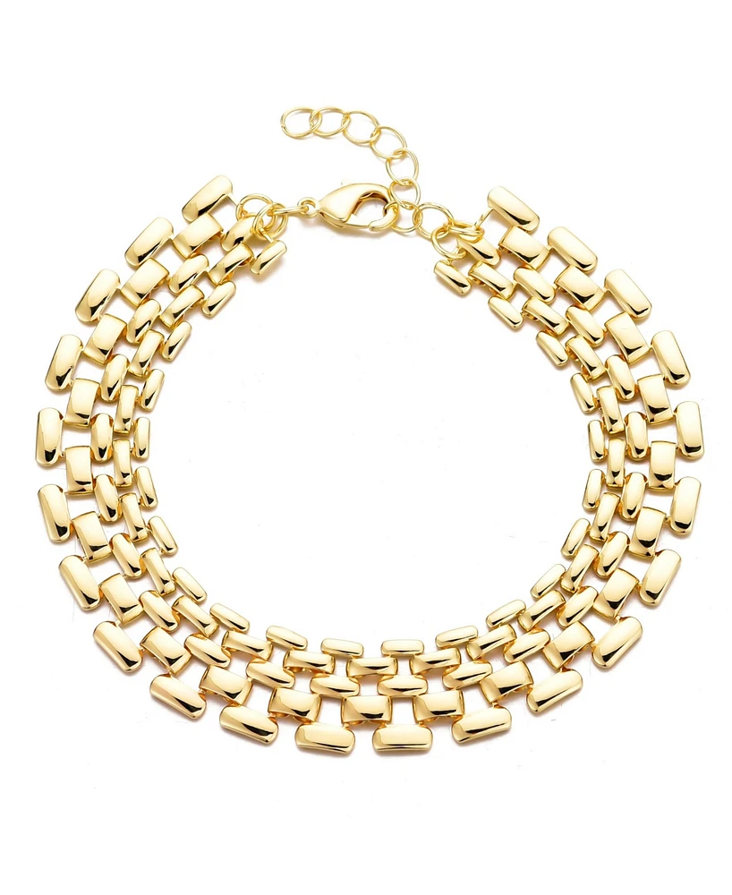 Adornia 14K Gold Plated Grid Chain Bracelet