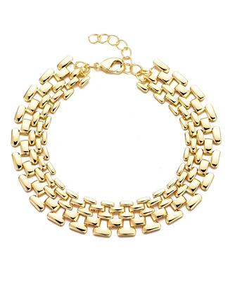 Adornia 14K Gold Plated Grid Chain Bracelet