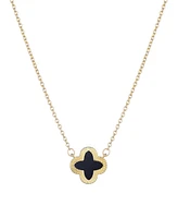 Adornia Gold Fluted Edge Black Clover Pendant Necklace