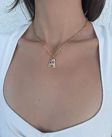 Adornia Gold Crystal Funky Initial Paperclip Chain Necklace