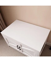 Cat Litter Box Enclosure with Barn Door - White