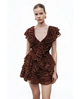 Nocturne Women's Ruffle Patterned Mini Dress