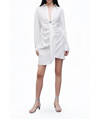 Nocturne Women's Linen Mini Dress with Accessory Detail