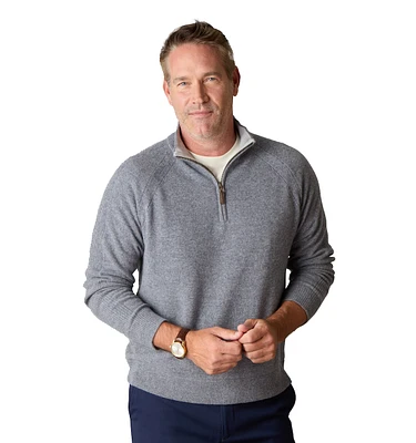 LuxLined Men's Itch-Free Men s Cashmere Quarter-Zip Sweater with Soft Inner Lining