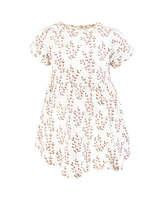 Hudson Baby Girls Cotton Dresses, Pink Taupe Florals