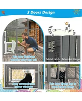 Outdoor Wooden Cat Catio - Large Grey