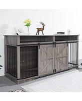 Modern Double Dog Crate Furniture with Storage