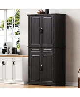 Streamdale Furniture 71" Farmhouse Pantry Cabinet with Pull Out Organizers