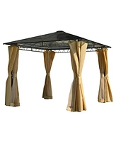 Streamdale Furniture10'x10' Hardtop Gazebo, Aluminum Frame, Netting & Screens