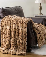Battilo Luxurious Reversible Rabbit Faux Fur Throw, 50" x 60"