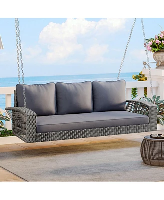 Streamdale Furniture 69" Wicker Porch Swing with Cushions & Chains