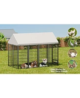 Large Dog Kennel Outdoor Pet Pen with Roof - 7.94'L