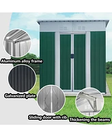 Streamdale Furniture 5x3ft Mini Outdoor Storage Shed - Green, Sliding Door