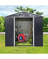 Streamdale Furniture Metal garden sheds 7ftx4.3ft outdoor storage sheds Coal Grey with window