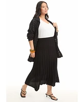 June + Vie Women's Pleated Midi Skirt