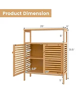Volenca Bamboo Bathroom Floor Storage Cabinet with Shutter Doors