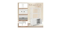 Volenca Bathroom Storage Cabinet with Open Shelves and Double Doors