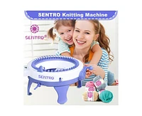 Sentro 48-Needle Knitting Machine - Blue | Auto Knit Scarf, Hat, Sweater | Easy for Beginners, Includes Tools & Guide