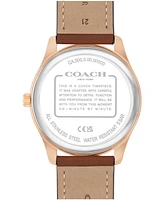 Coach Men's Oliver Saddle Leather Calfskin Strap Watch, 41mm