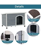 Medium Wooden Dog House, Waterproof, Elevated