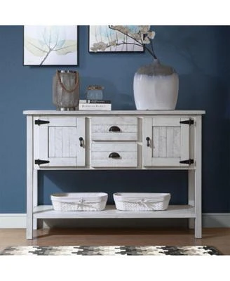 Casainc 48 X22 Solid Wood Sideboard Console Table With 2 Drawers Cabinets Bottom Shelf Retro Style Storage Dining Buffet Server Cabinet