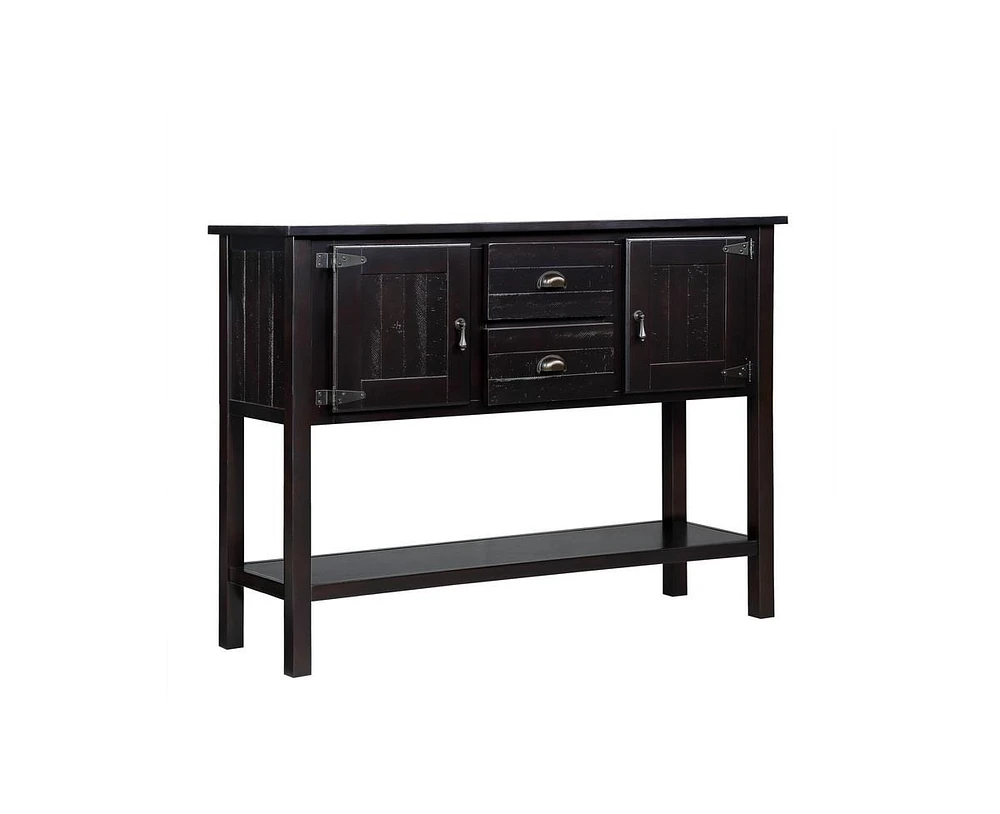 Casainc 48" Solid Wood Sideboard Console Table with 2 Drawers and Cabinets Bottom Shelf, Retro Style Storage Dining Buffet Server Cabinet