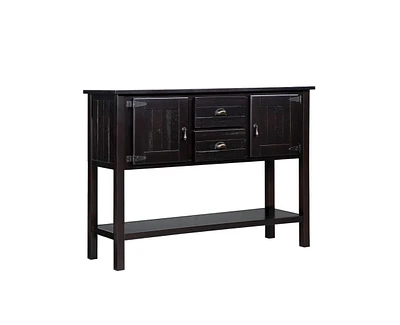 Casainc 48" Solid Wood Sideboard Console Table with 2 Drawers and Cabinets Bottom Shelf, Retro Style Storage Dining Buffet Server Cabinet