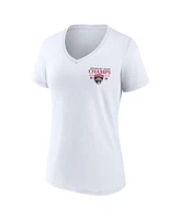 Fanatics Women's White Florida Panthers 2025 Stanley Cup Champions Jersey Roster V-Neck T-Shirt