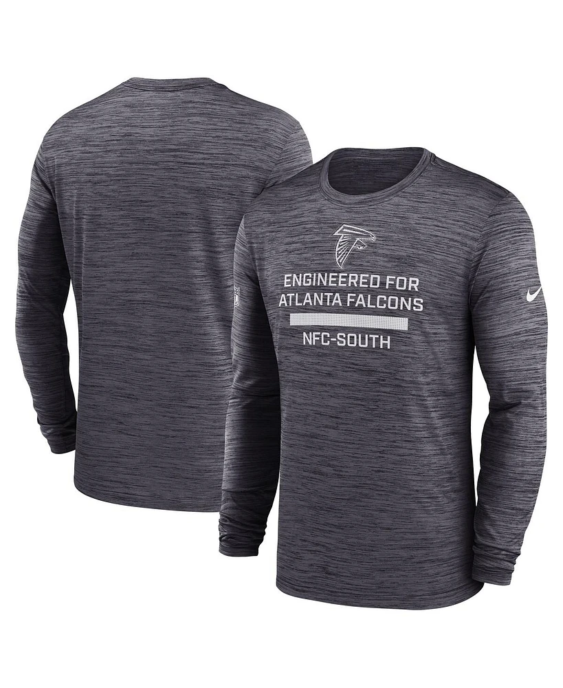 Nike Men's Charcoal Atlanta Falcons Sideline Velocity Performance Long Sleeve T-Shirt