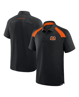 Fanatics Men's Black Cincinnati Bengals Back Around Raglan Polo Shirt