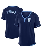 Fanatics Women's Navy Minnesota Twins Cooperstown Collection League Diva Raglan V-Neck T-Shirt