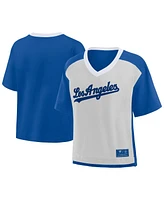 Fanatics Women's Royal/Graphite Los Angeles Dodgers Oversized Race to Win V-Neck T-Shirt